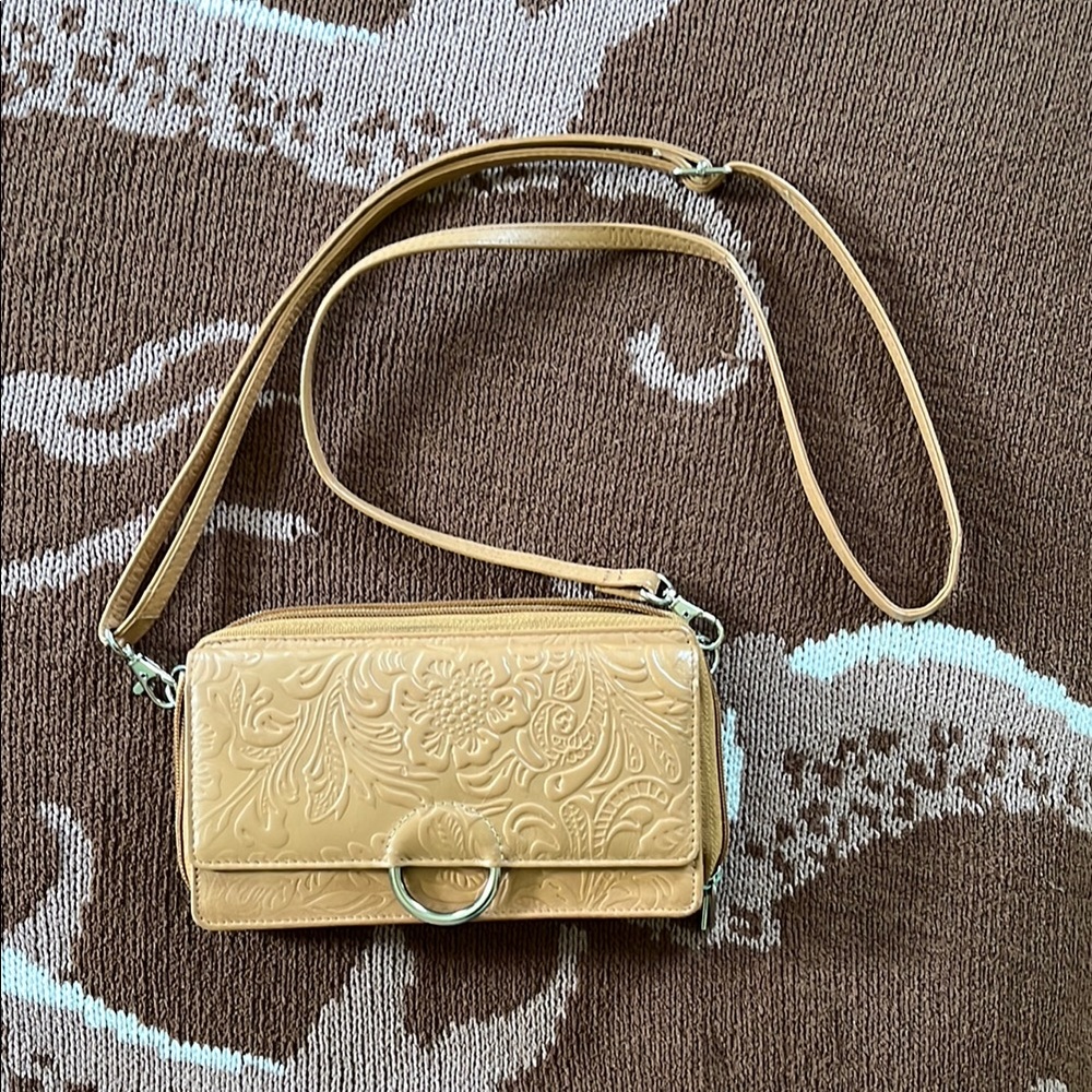 Bueno Embossed Beige Crossbody Bag